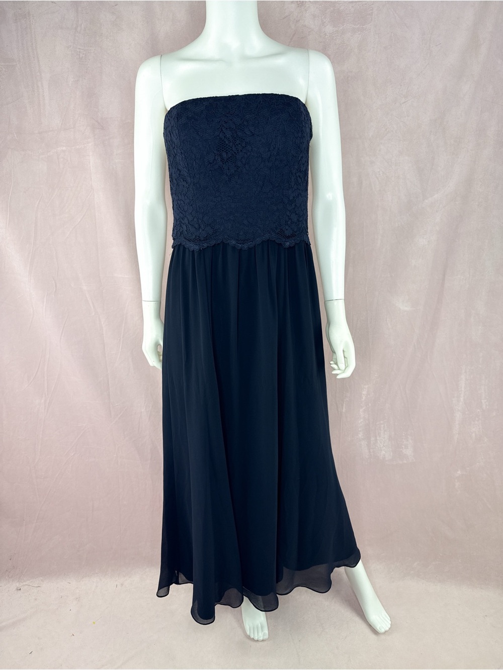 Lauren By Ralph Lauren Evening Womens Navy Blue Floral Lace Gown Maxi Dress 6